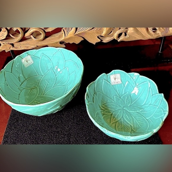 2/$25. SET of TWO CERAMIC TURQUOISE COLOR BOWLS - Picture 1 of 7